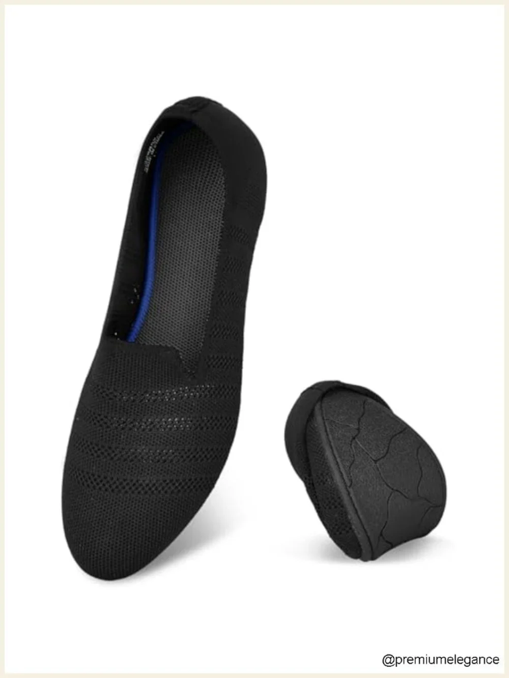 Knit Flats Women Round Toe Ballerina Slip-On Arch Support Foldable Washable for